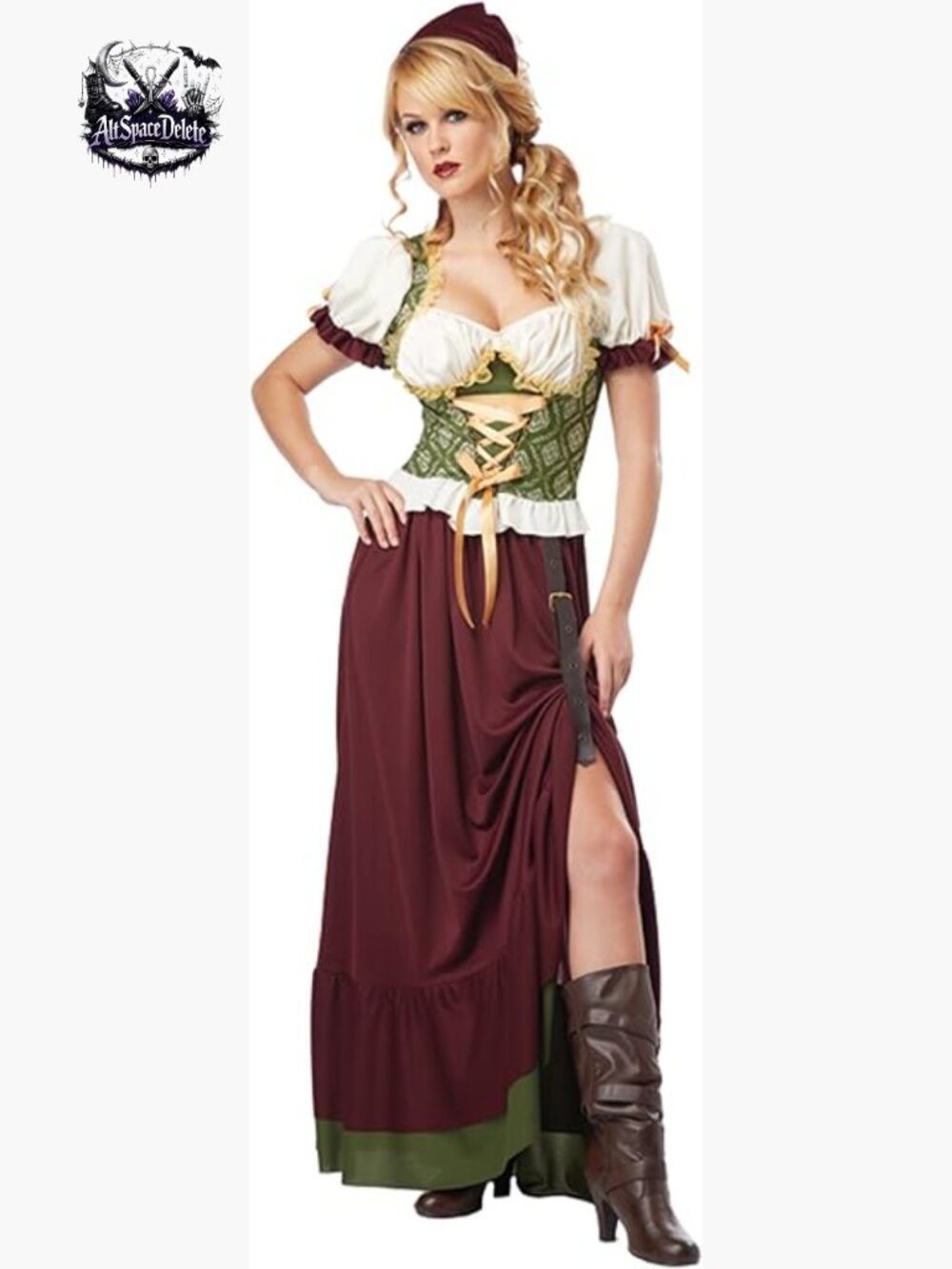 Renaissance Wench Costume Dress with Cape, Size X-Large, Polyester